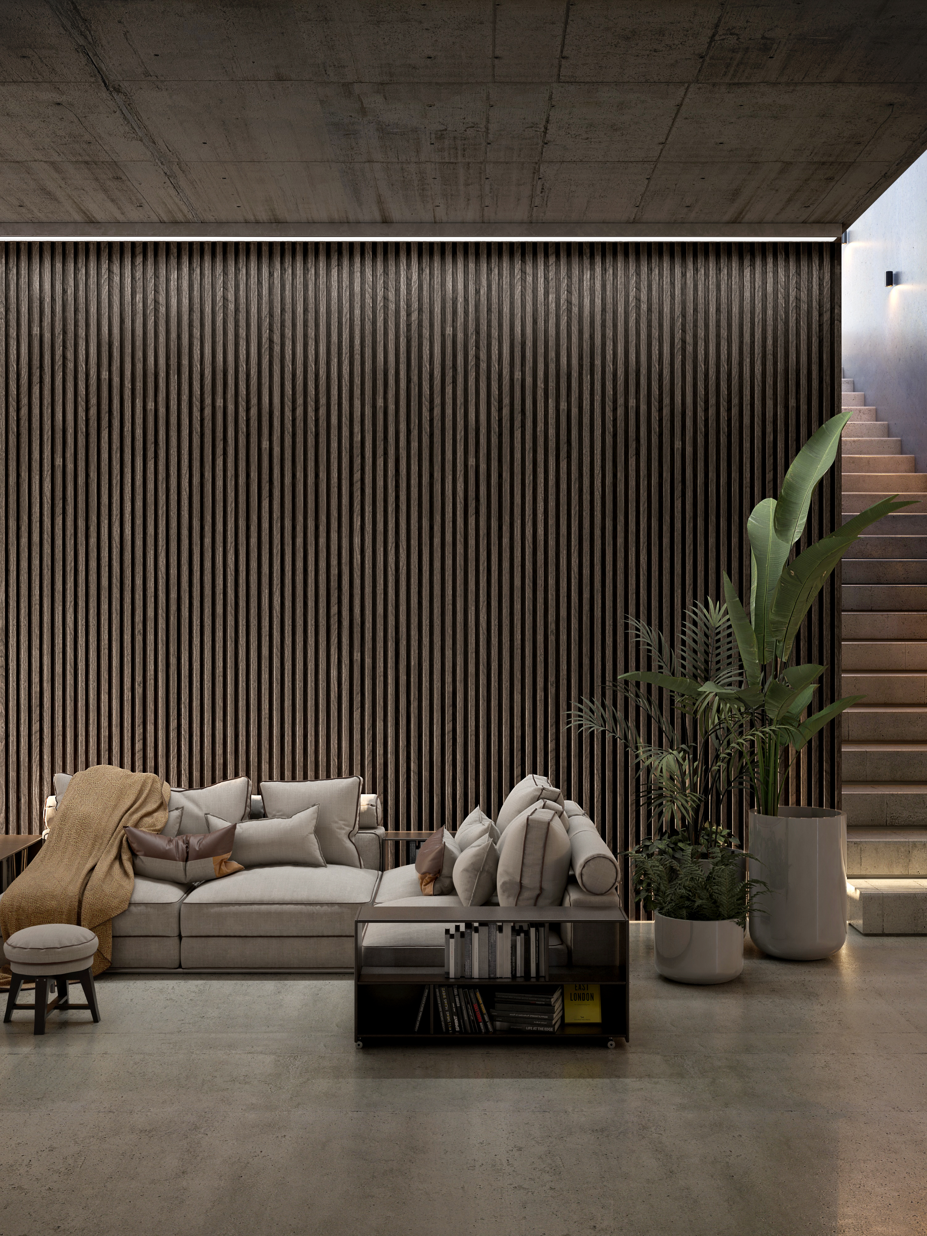ambiente interior revestido con panel epsilon blanco